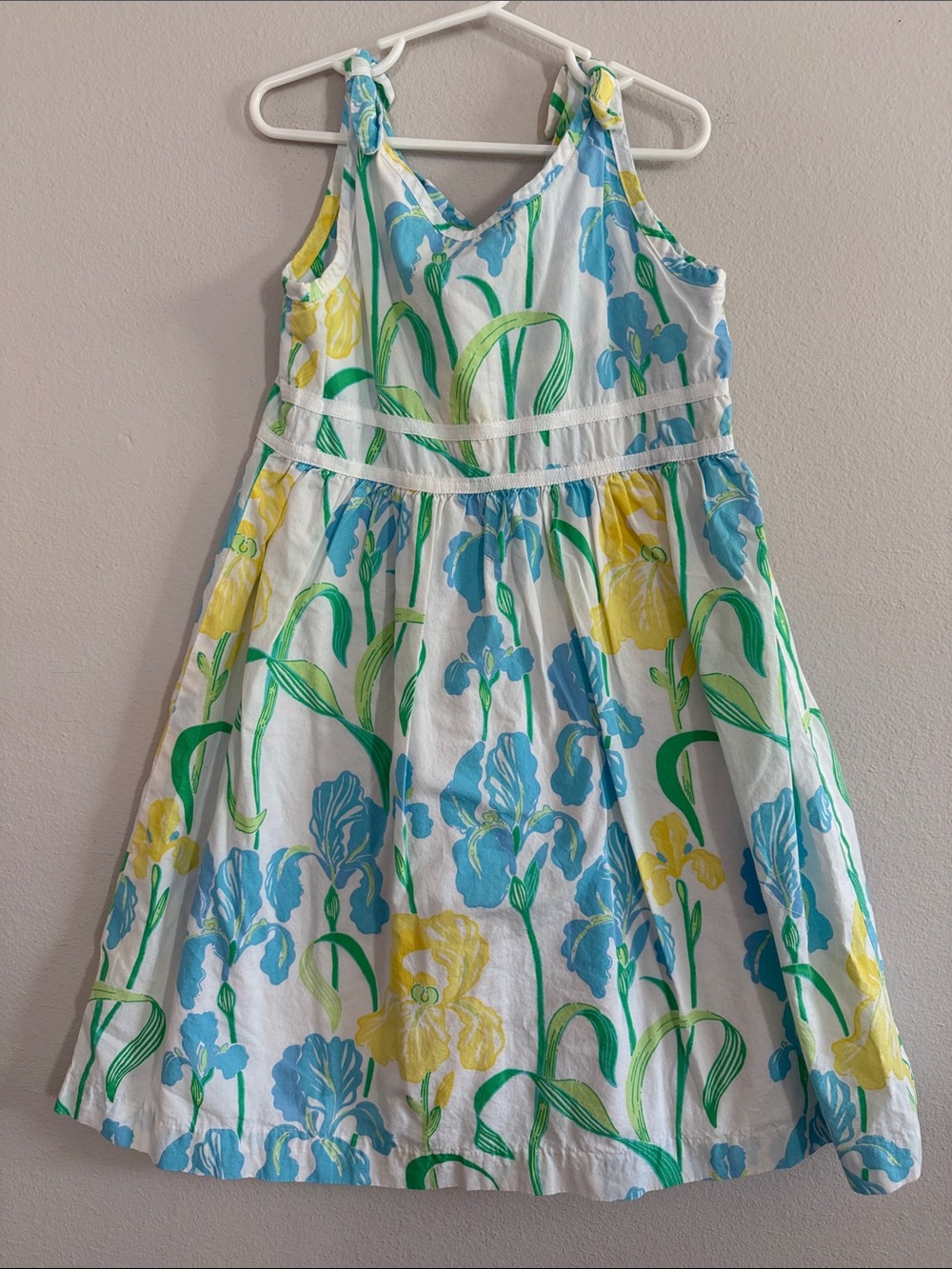 Lilly Pulitizer Girls White Floral Sundress with Blue & Yellow Flowers - [0097]
